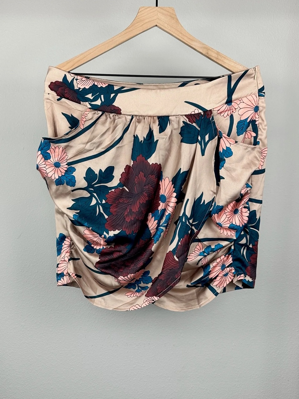 Floral Satin Mini Skirt
